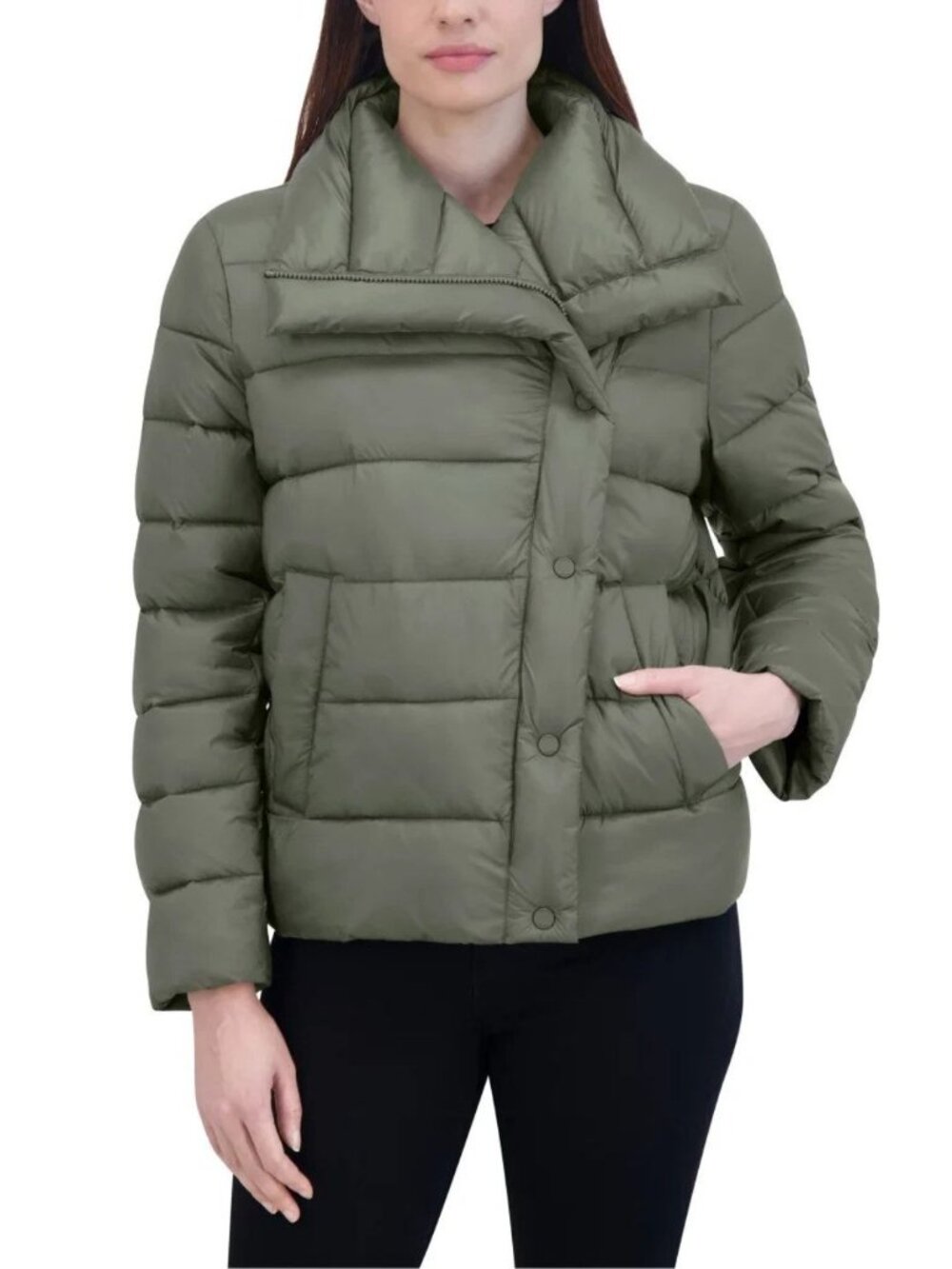 Tahari Olive Green Puffer Coat